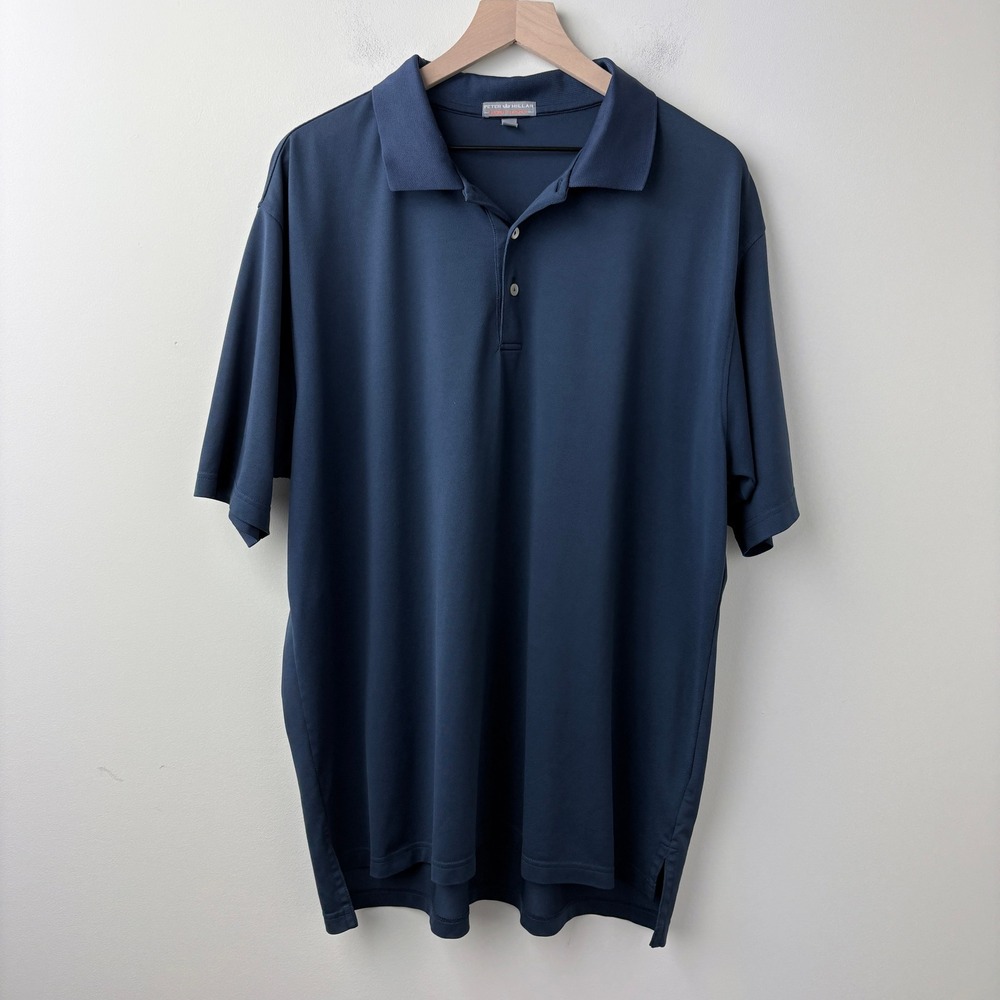 Peter Millar Polo Shirt Mens XL Navy Blue Stretch Summer Comfort Minimalist